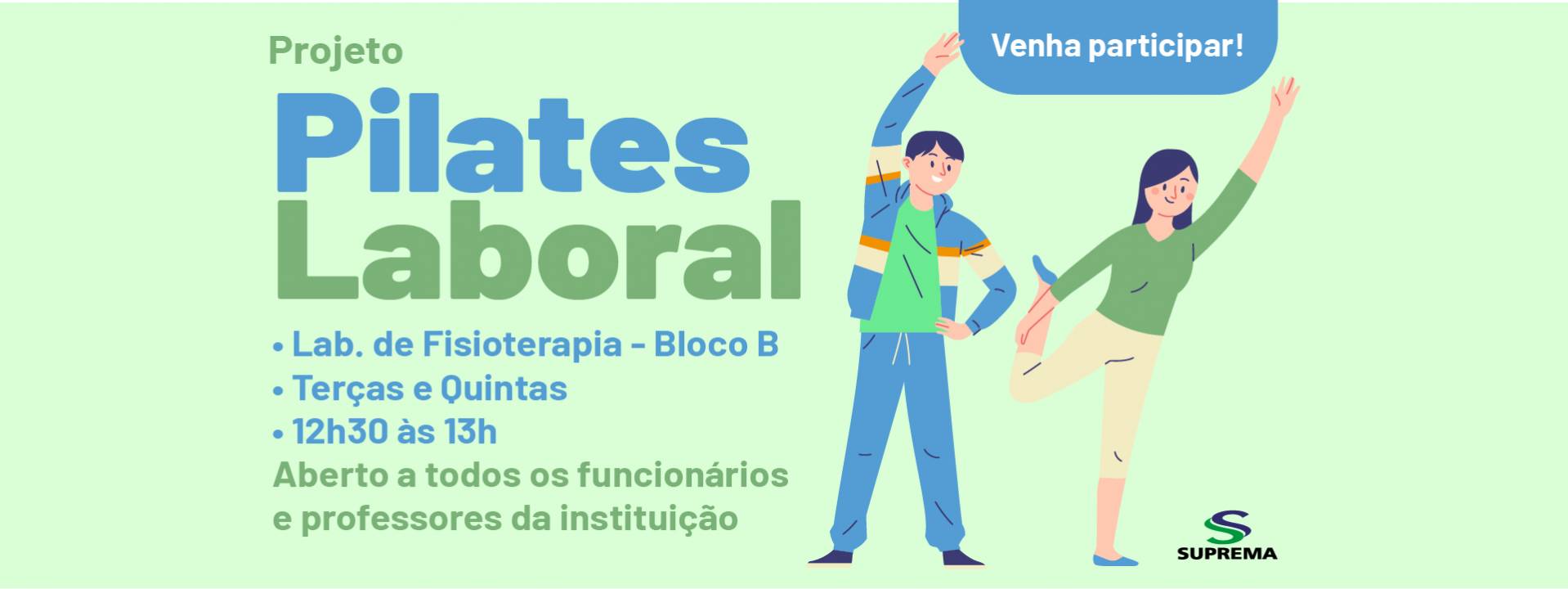 Pilates laboral retorna na Suprema com foco em bem-estar dos colaboradores